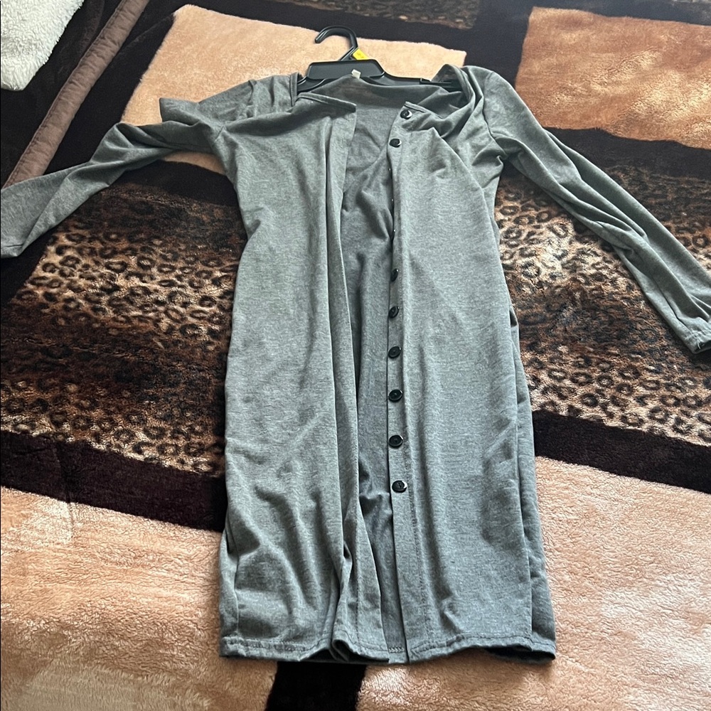 Gray Button-Up long sweater